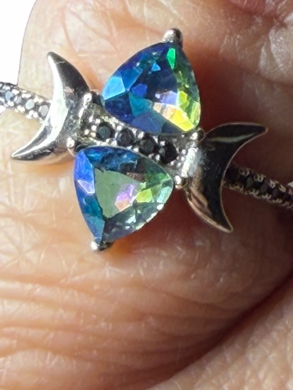 Mystic Topaz Celestial Butterfly sterling silver ring size 5